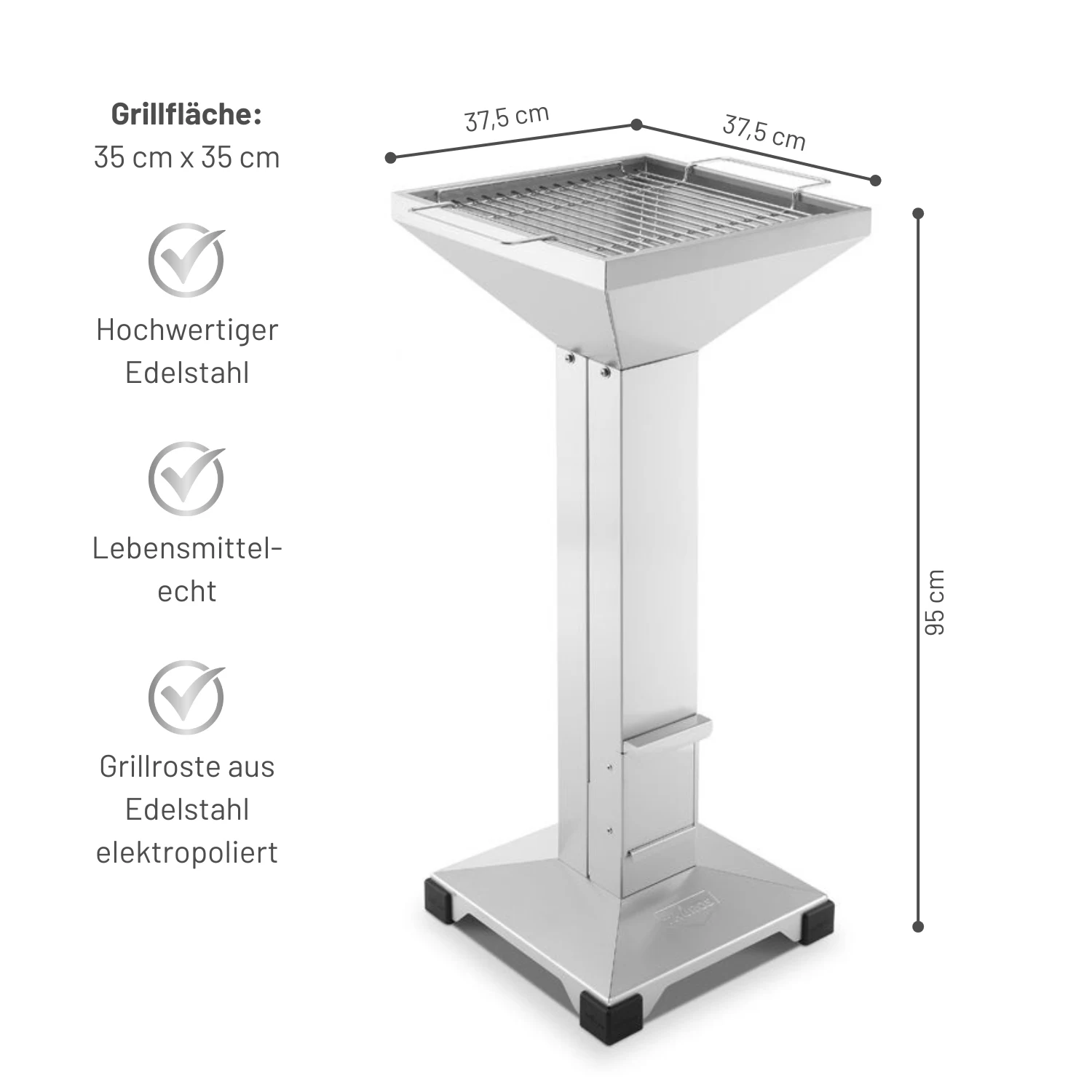 THÜROS T2 XL - 95 cm Stainless Steel Barbecue